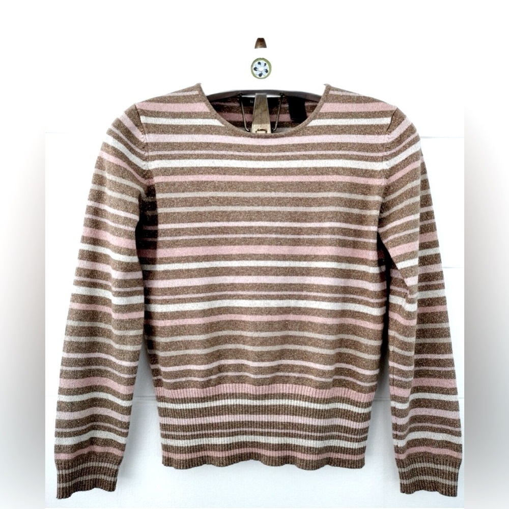 Liz Claiborne Vintage Pink Striped Relaxed Ribbed Blouse EUC - Picture 4 of 15